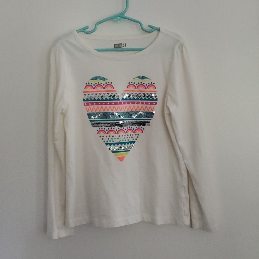 Girls Patterned Heart Long Sleeve Tshirt - M 7/8